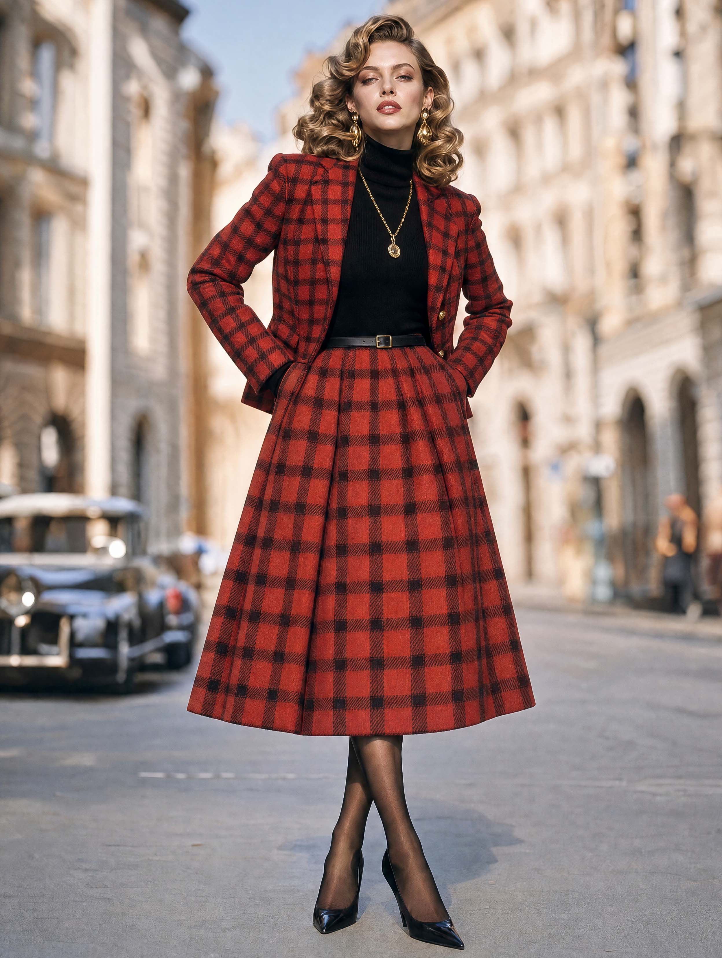 Retro Buffalo Plaid Suit Blazer
