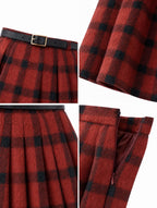 Vintage Plaid Blazer Midi Skirt Outfit