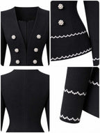 Vintage Faux Two‑Piece Pearl Trim Tweed Blazer