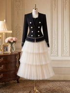 Vintage Tiered Tulle Maxi Skirt