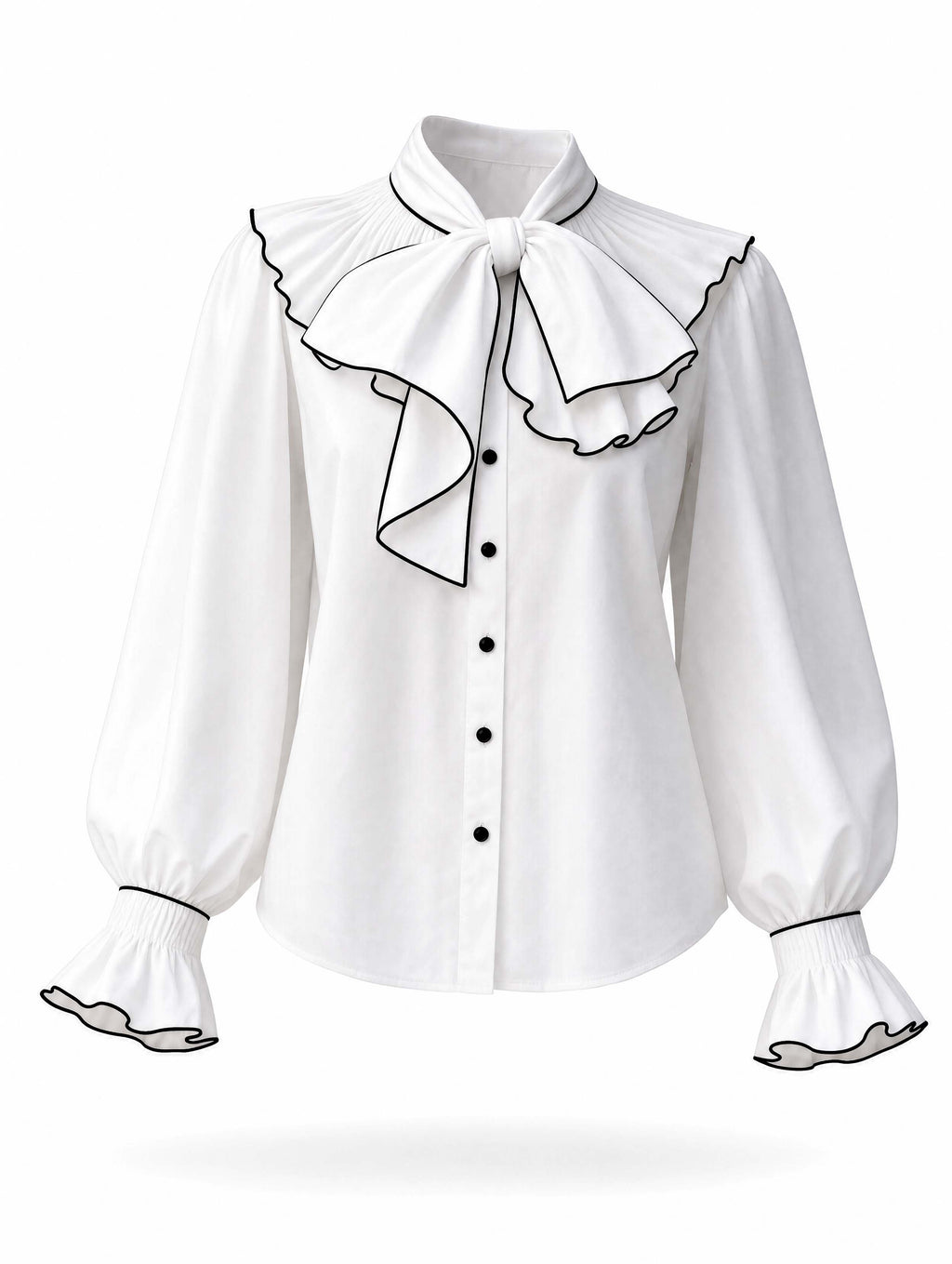 Vintage Ruffle Bow Long Sleeve Blouse