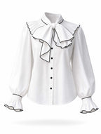 Vintage Ruffle Bow Long Sleeve Blouse