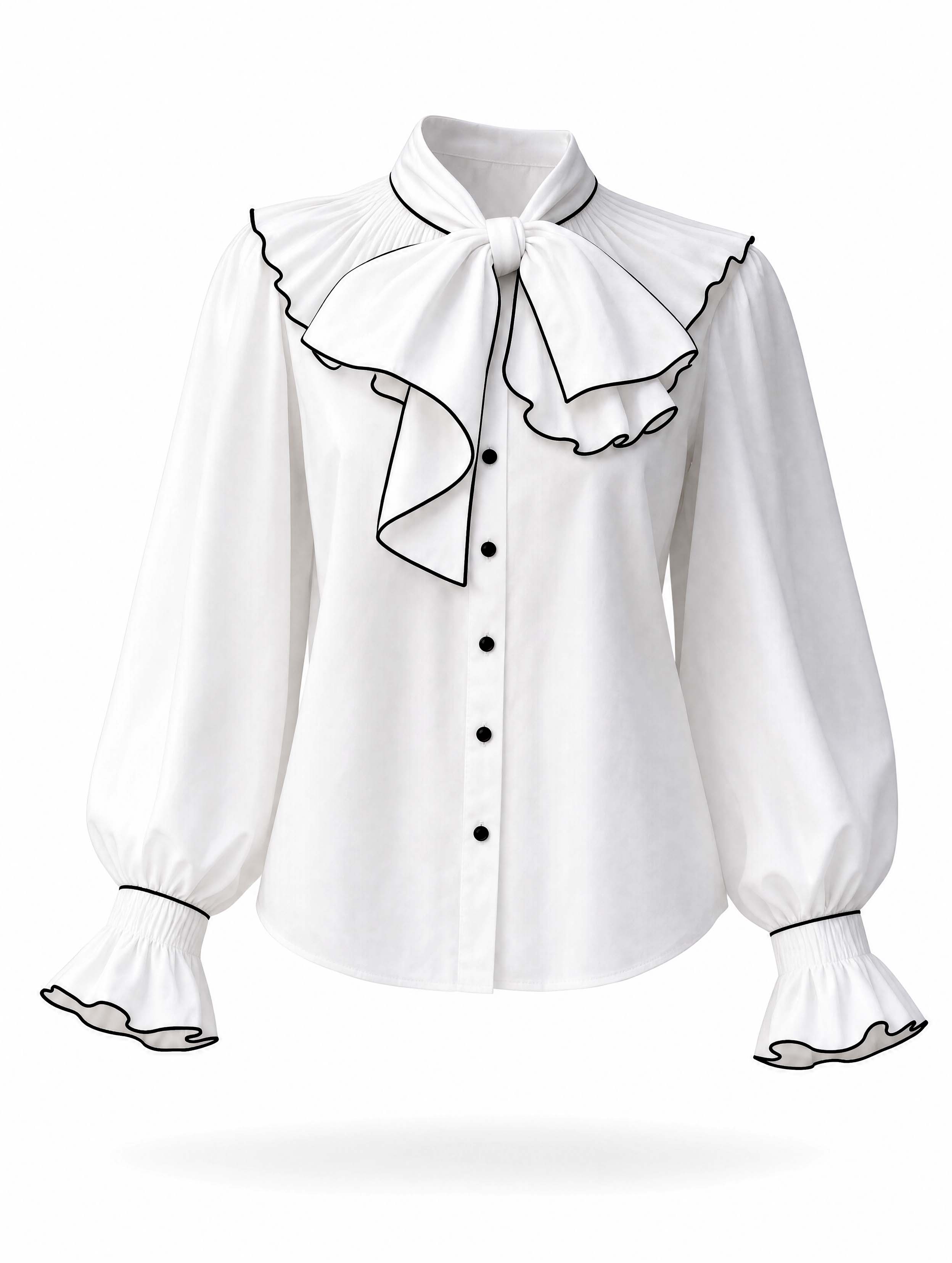 Vintage Ruffle Bow Long Sleeve Blouse