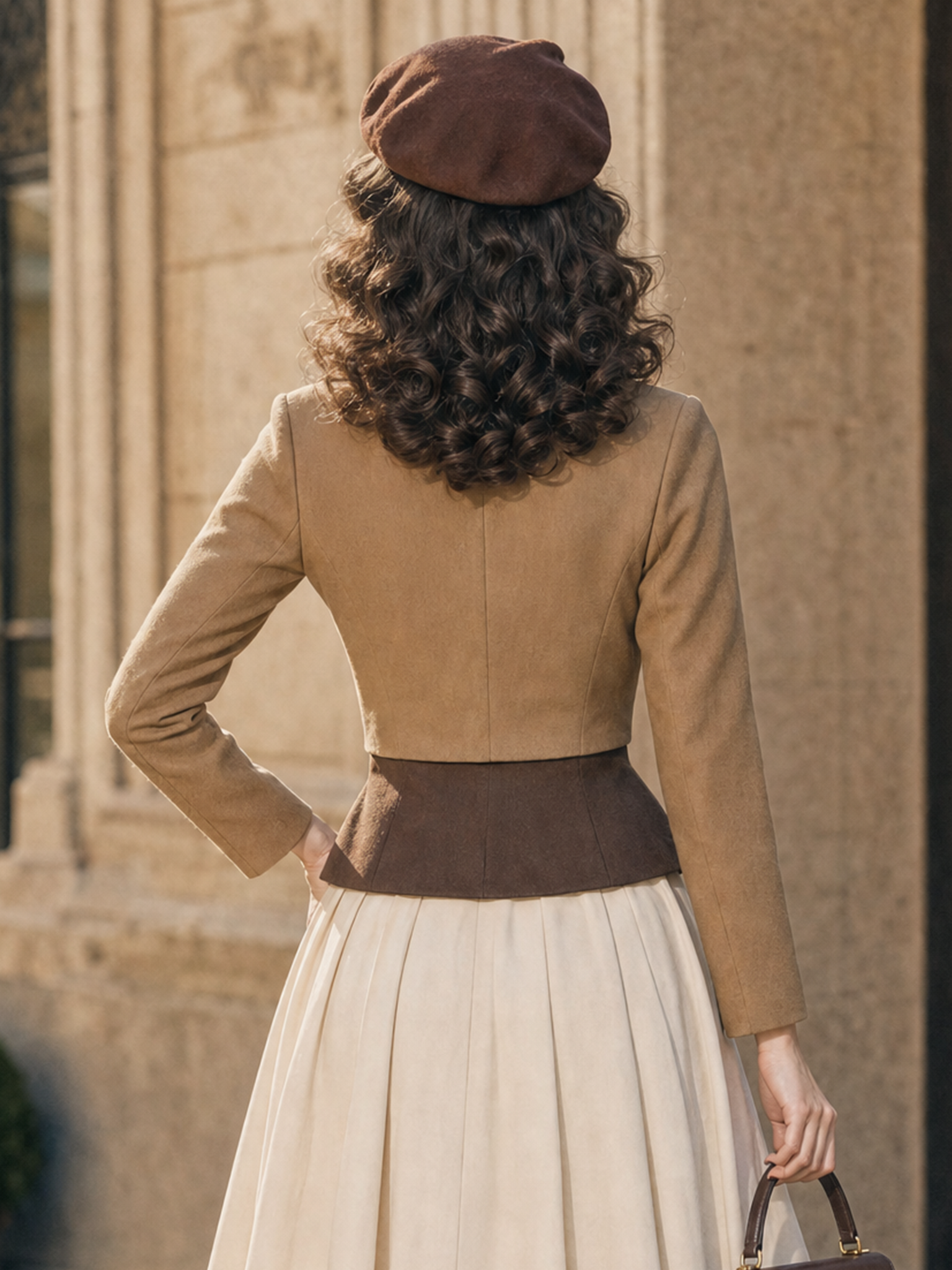Vintage Hepburn Style Bow Front V‑Neck Cropped Top Retro Long Sleeve Blouse