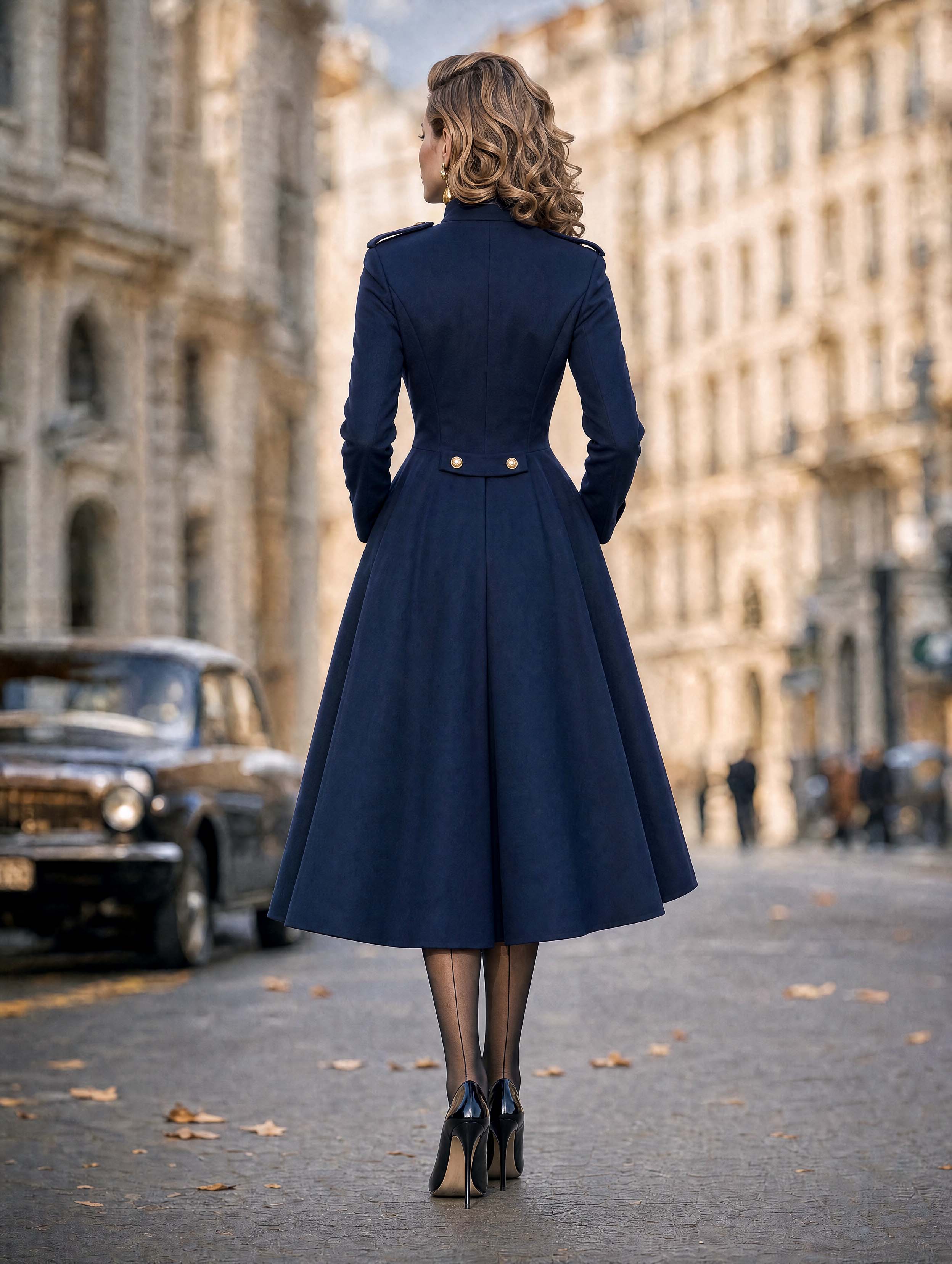 Vintage Military Midi Button Dress