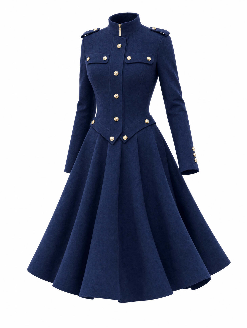 Vintage Military Midi Button Dress