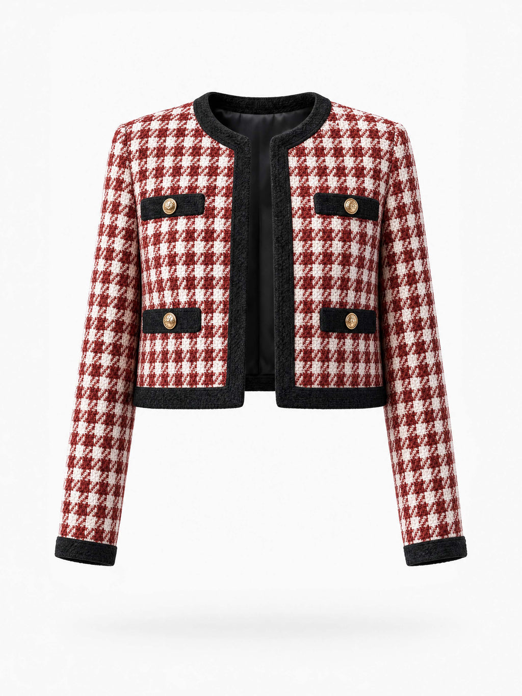 Vintage Houndstooth Cropped Blazer