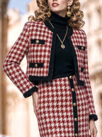 Vintage Houndstooth Cropped Blazer