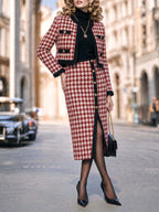 Vintage Houndstooth Midi Skirt