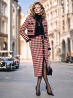 Vintage Houndstooth Midi Skirt