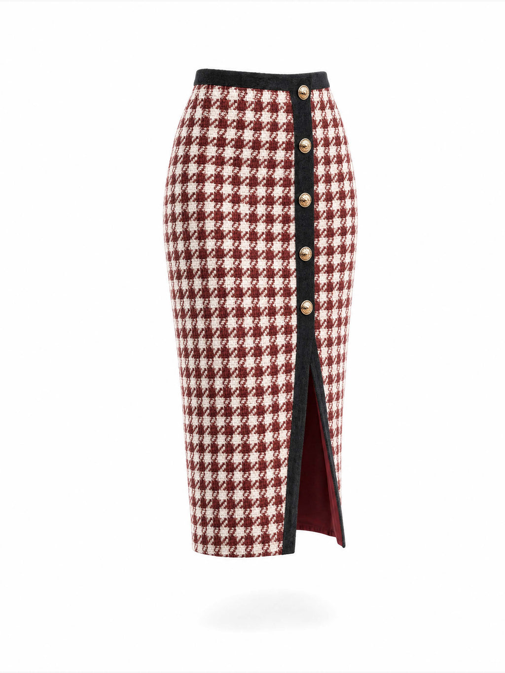 Vintage Houndstooth Midi Skirt