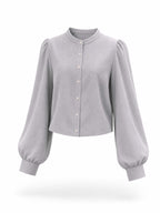 Vintage Stand Collar Button Down Blouse