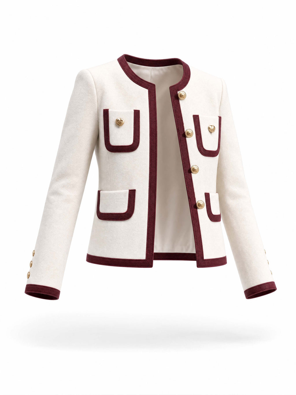 Vintage Burgundy Trim Tweed Blazer