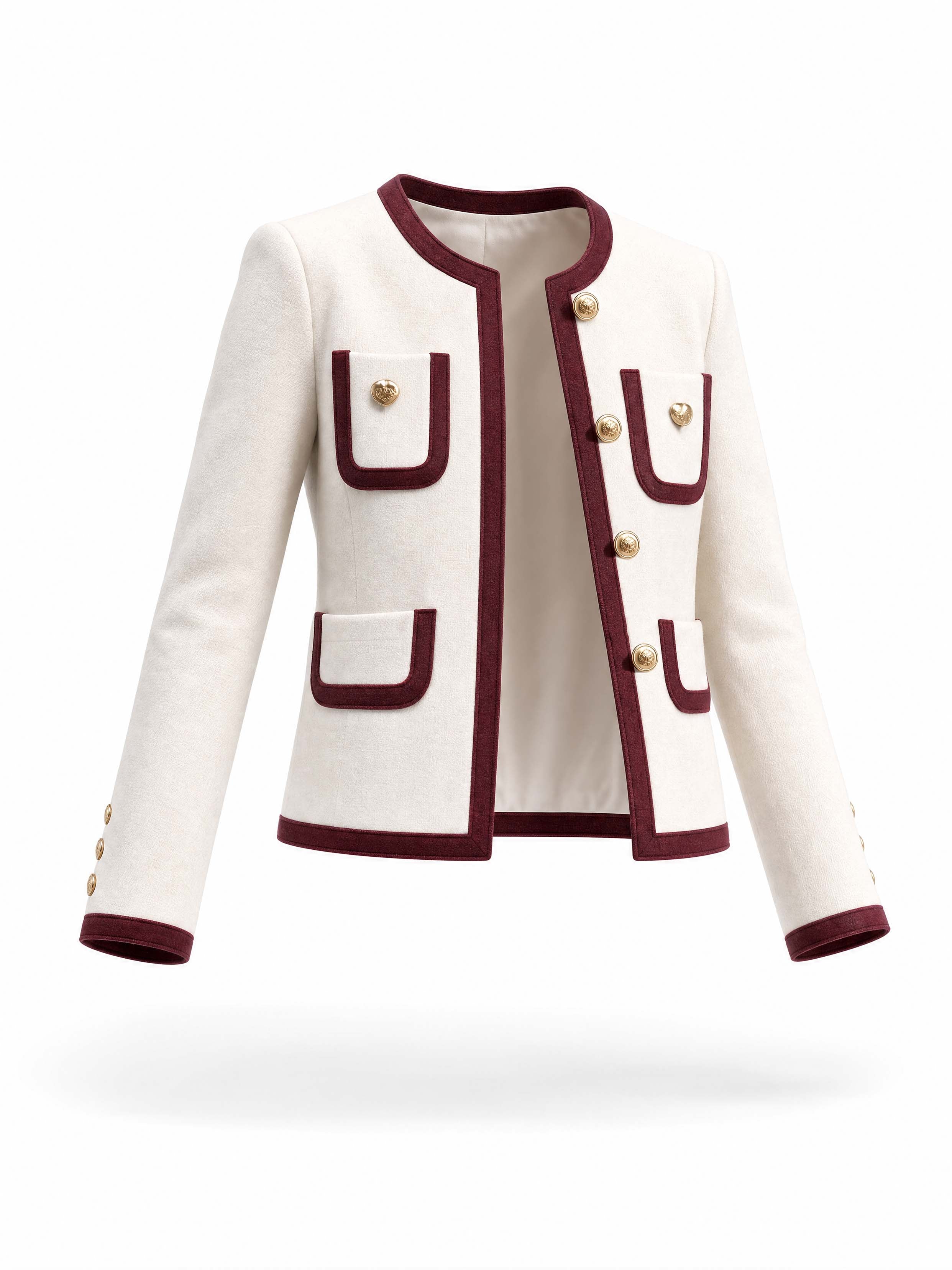 Vintage Burgundy Trim Tweed Blazer