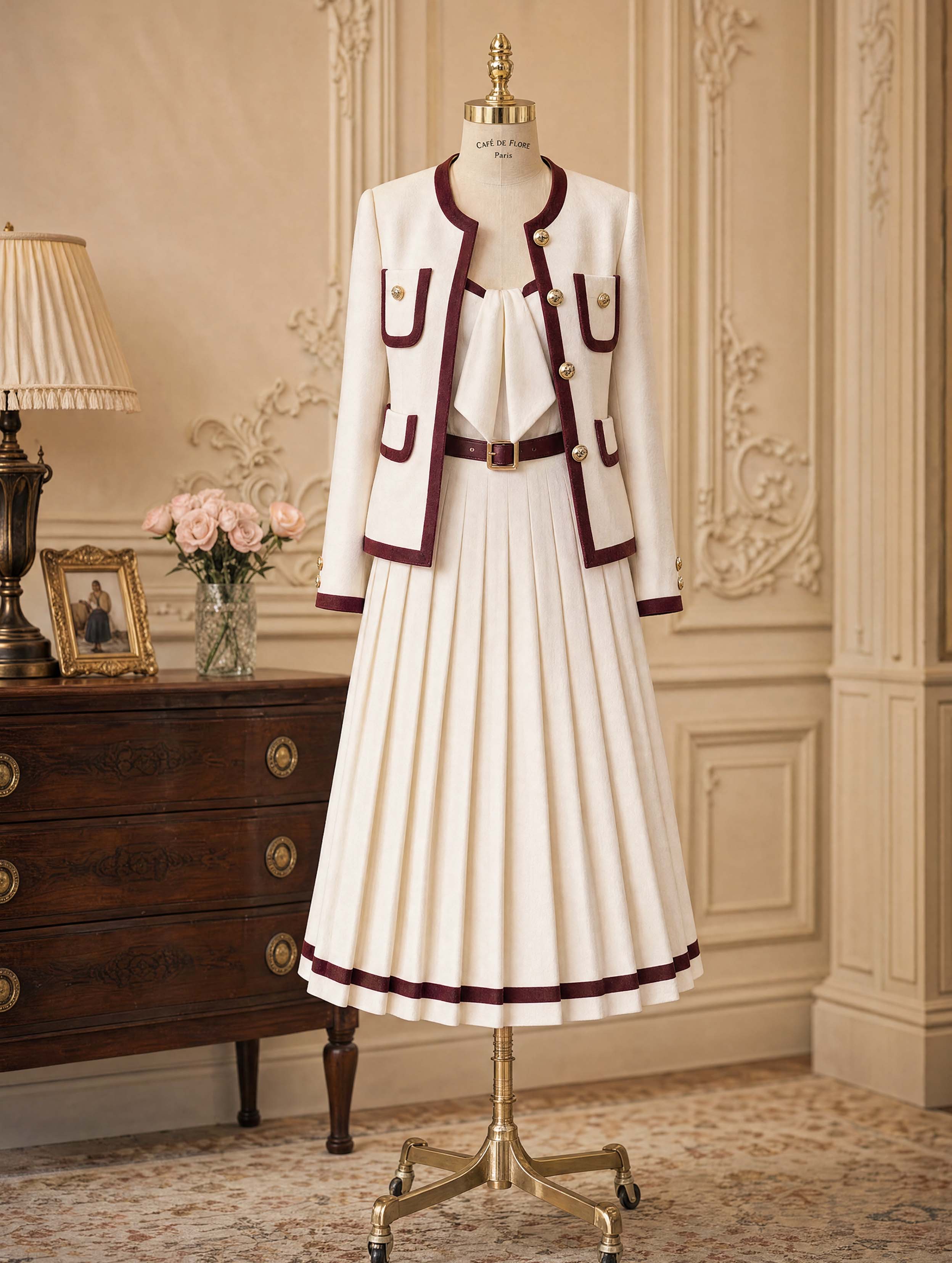 Vintage Square Neck Midi Dress