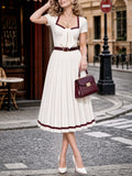 Vintage Square Neck Midi Dress