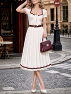 Vintage Square Neck Midi Dress