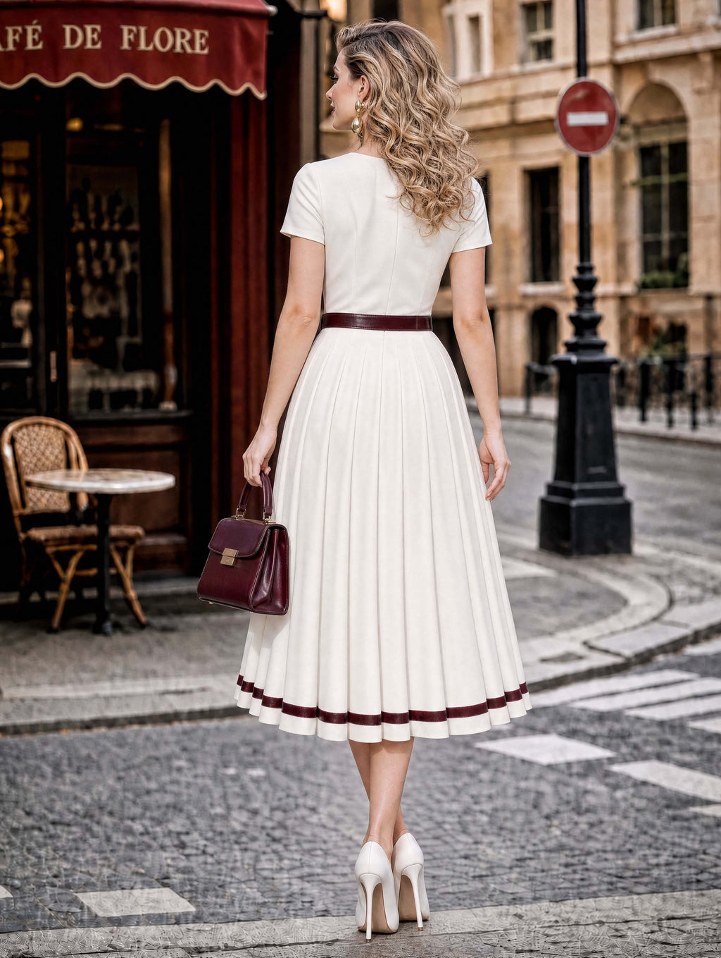 Vintage Square Neck Midi Dress