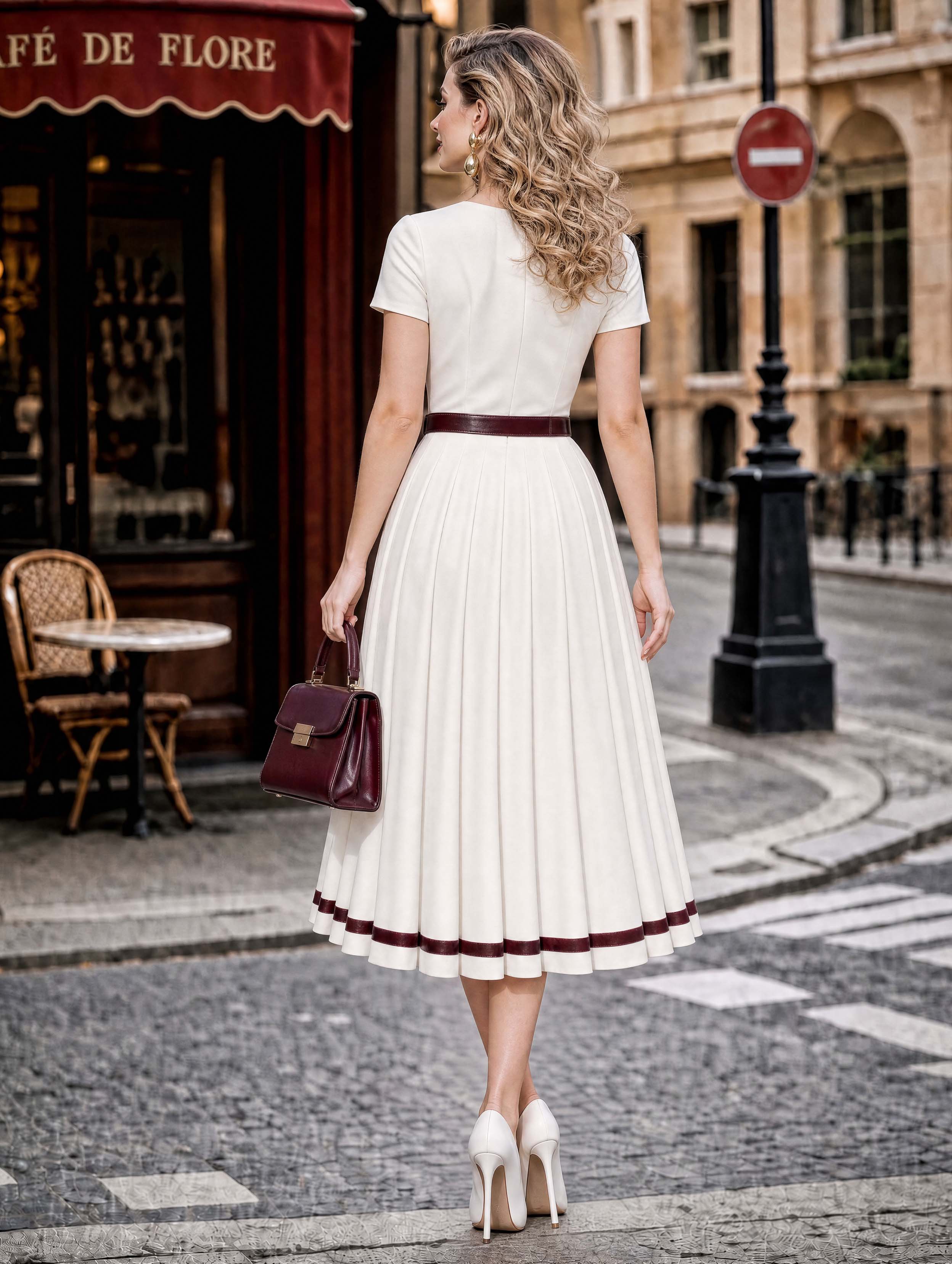 Vintage Square Neck Midi Dress