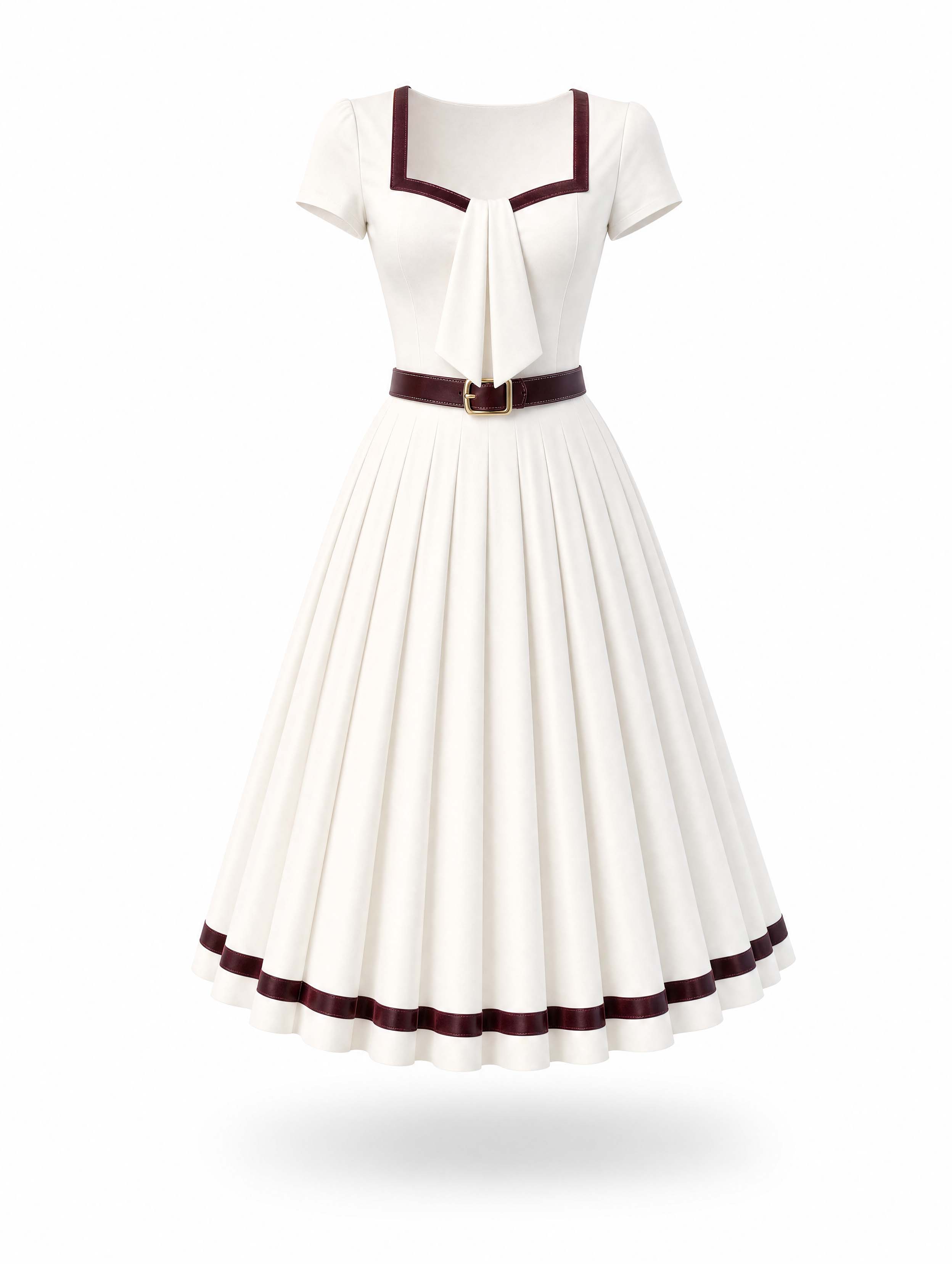 Vintage Square Neck Midi Dress