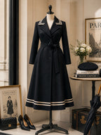 Vintage Nautical Trim Long Trench Coat