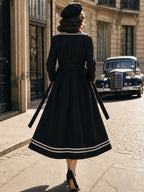 Vintage Nautical Trim Long Trench Coat