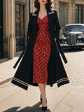 Vintage Nautical Trim Long Trench Coat