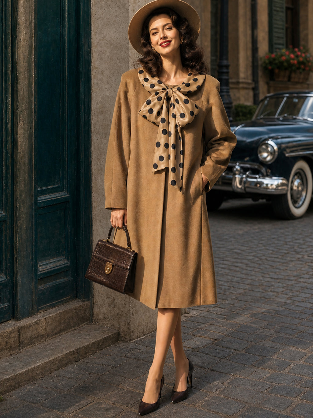 Vintage Camel Relaxed Long Coat