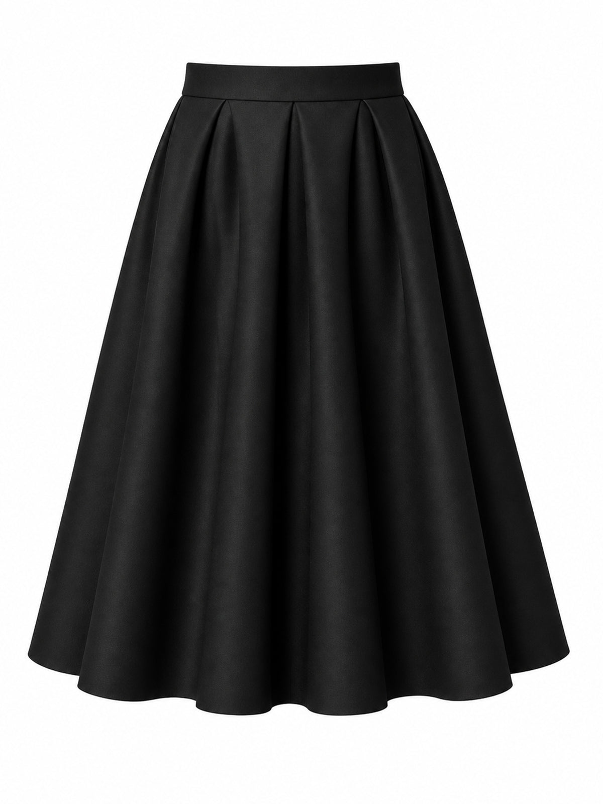Vintage Pleated Black Midi Skirt