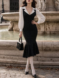 Vintage Plaid Mermaid Midi Dress