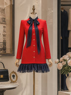 Vintage Bow Ruffle Mini Dress