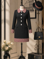 Vintage Plaid Trim Mini Dress