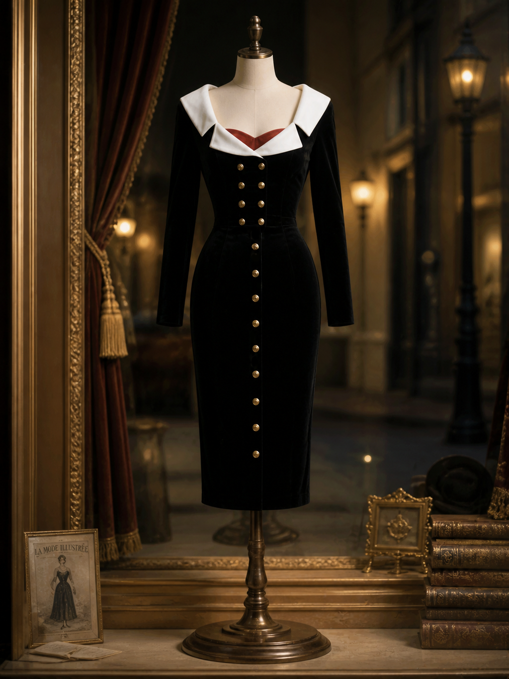 Vintage Lapel Fitted Bodycon Midi Dress