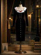 Vintage Lapel Fitted Bodycon Midi Dress