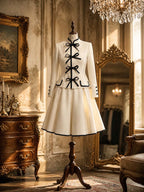 Vintage Bow Trim Midi Two‑Piece Skirt Set