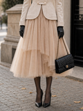 Vintage Asymmetric Hem Mesh Dress