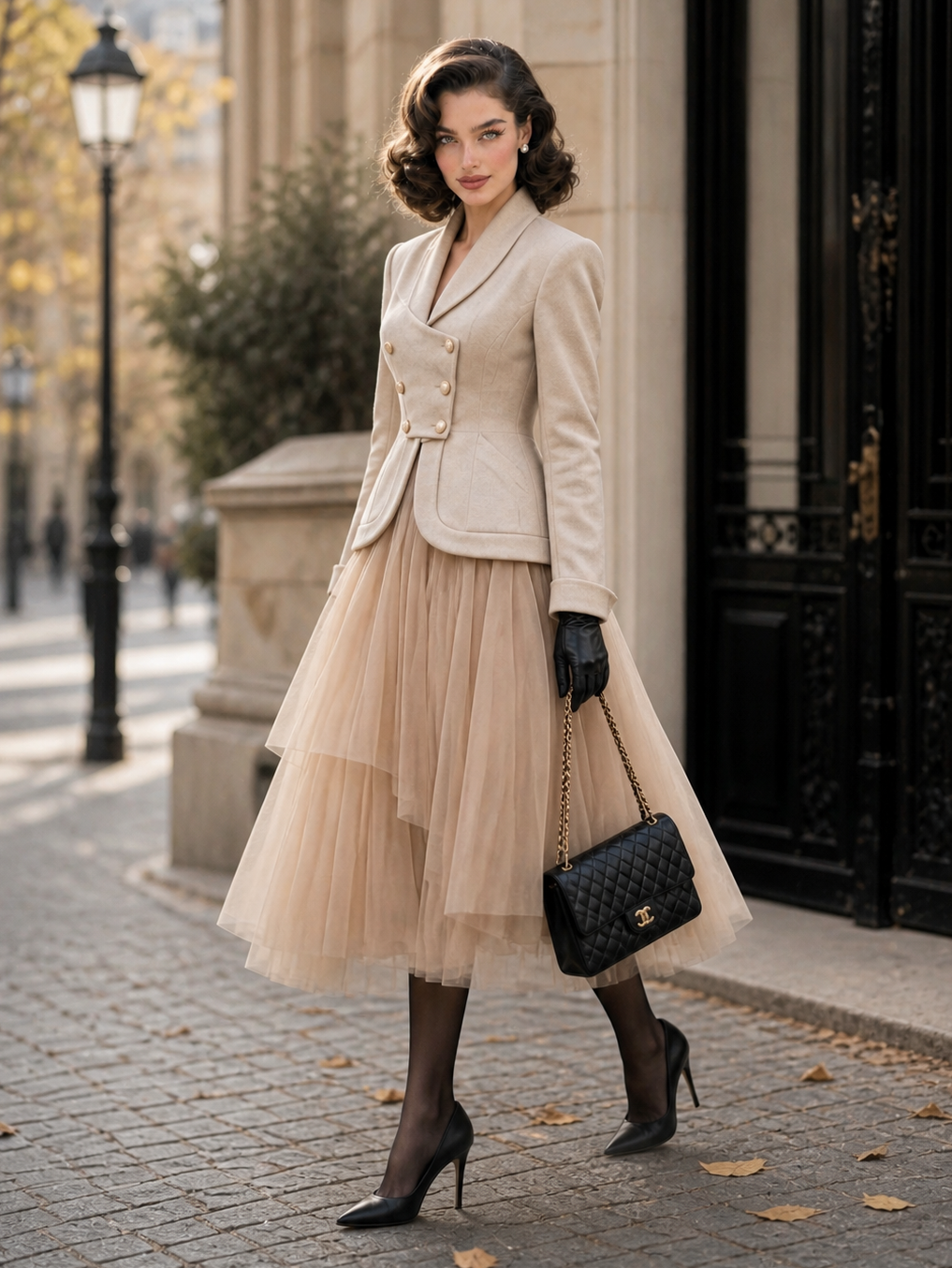 Vintage Asymmetric Hem Mesh Dress