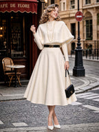 Vintage Cape Knit Midi Skirt Two‑Piece Set
