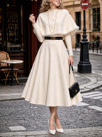 Vintage Cape Knit Midi Skirt Two‑Piece Set