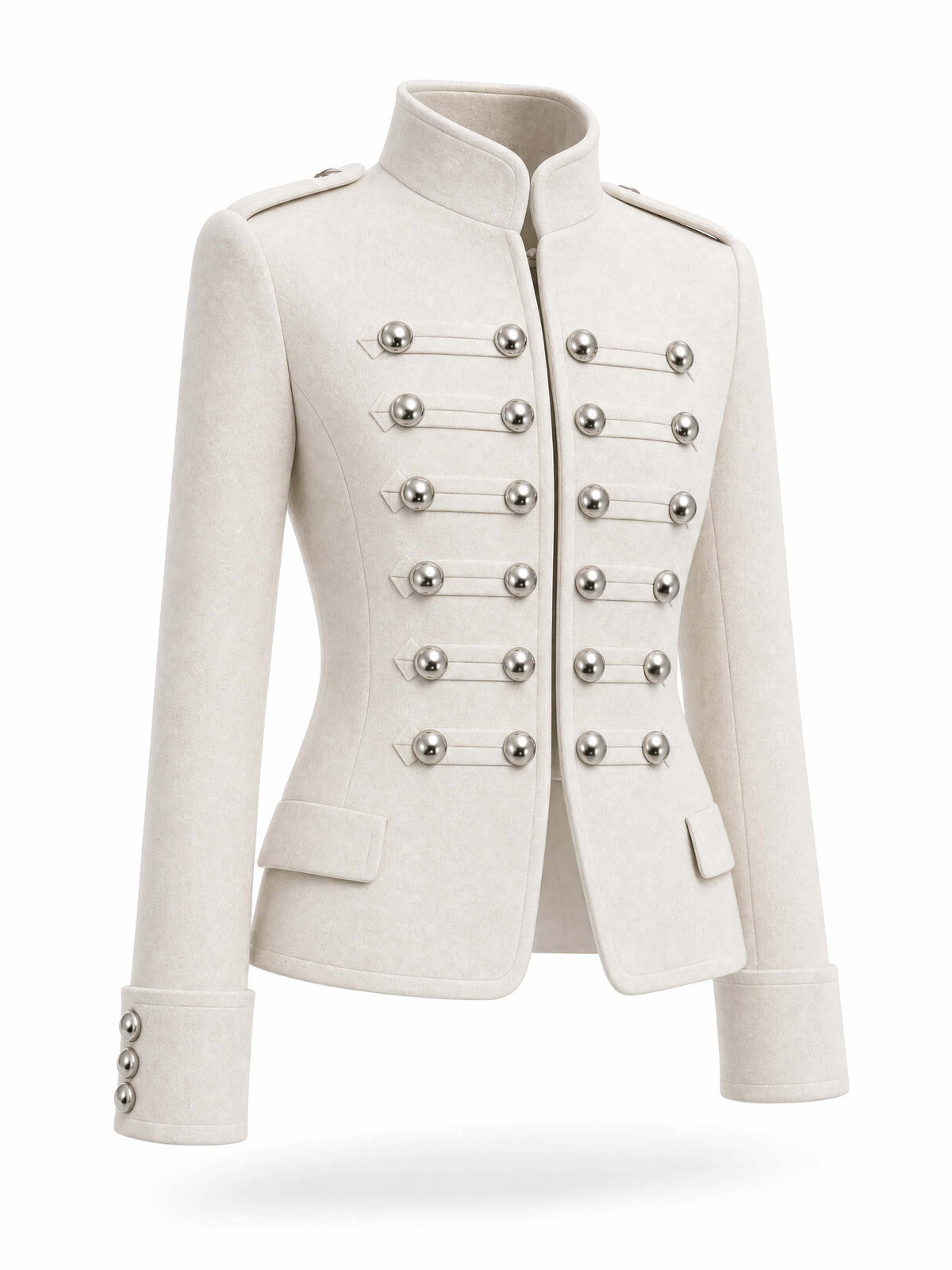 Vintage Military Metal Button Cropped Jacket