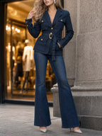 Vintage High Waist Denim Flare Pants