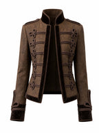 Vintage Military Frog Button Cropped Jacket