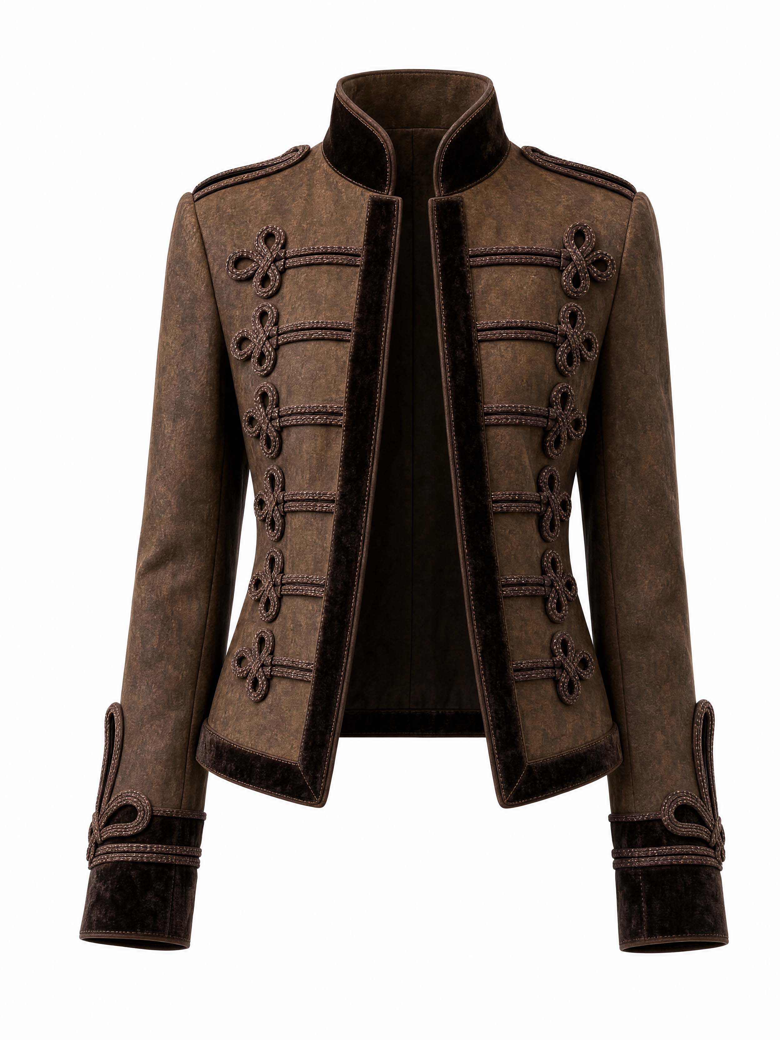 Vintage Military Frog Button Cropped Jacket