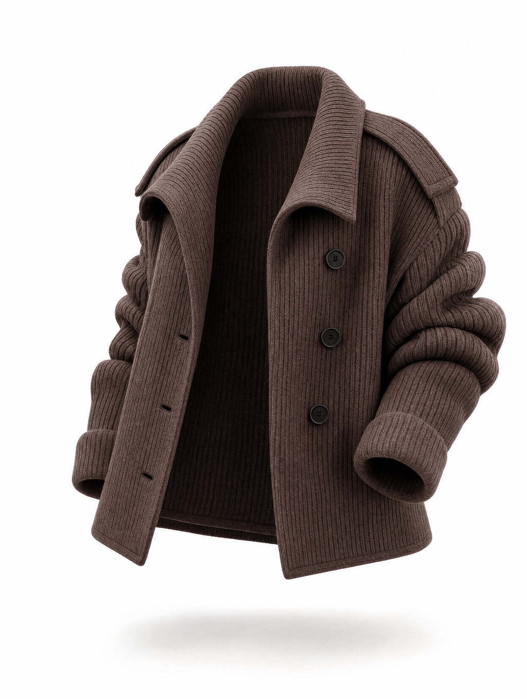 Vintage Wide Lapel Ribbed Knit Coat