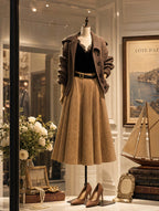Vintage Wide Lapel Ribbed Knit Coat