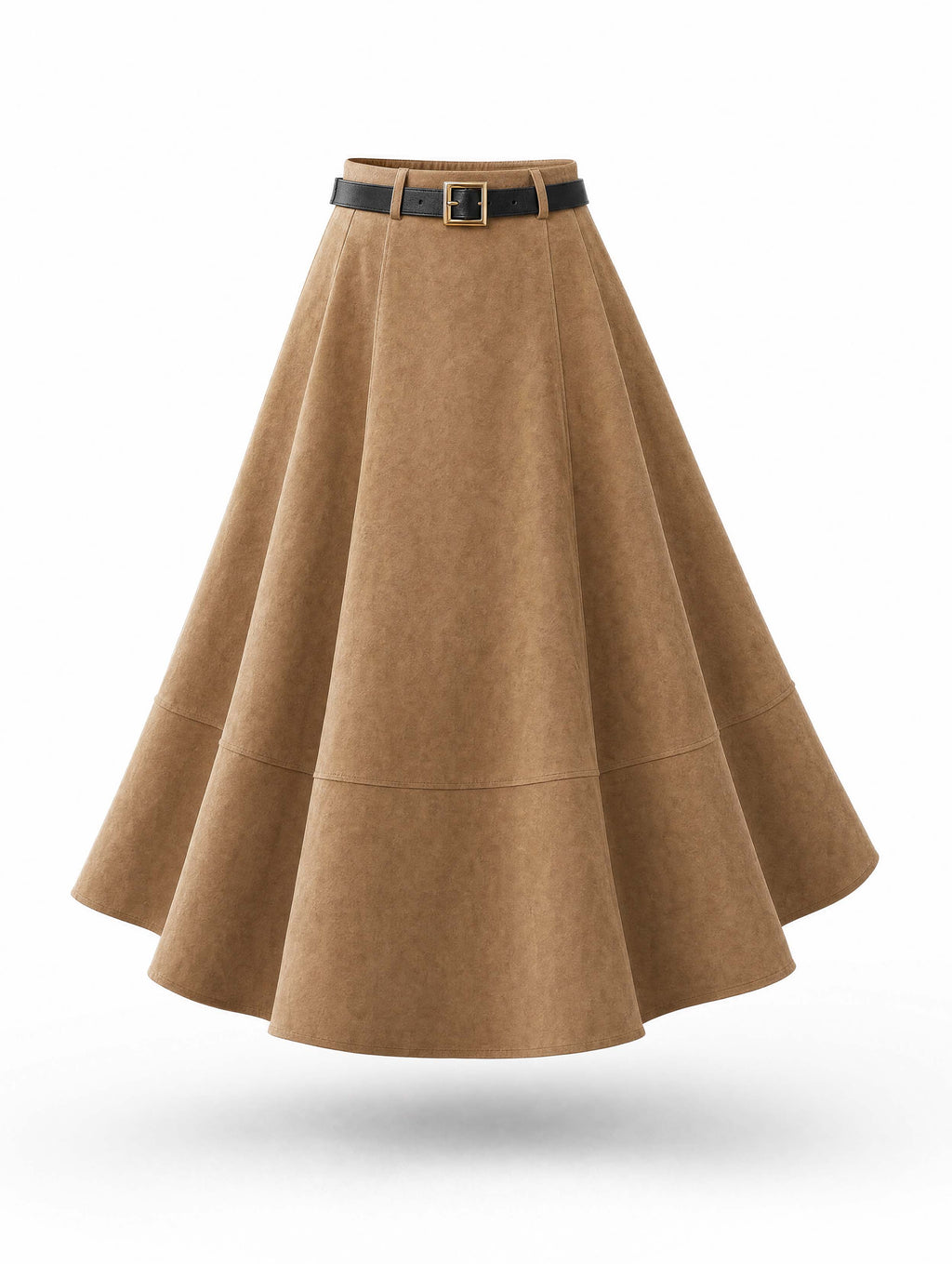 Vintage Suede Feel A‑Line Midi Skirt