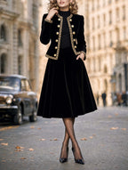 Vintage Velvet Midi A‑Line Skirt