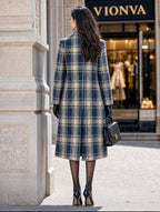 Vintage Berkeley Plaid Loose Woolen Coat