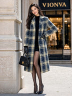 Vintage Berkeley Plaid Loose Woolen Coat