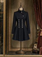 Vintage Stand Collar Double Breasted Woolen Dress Blazer
